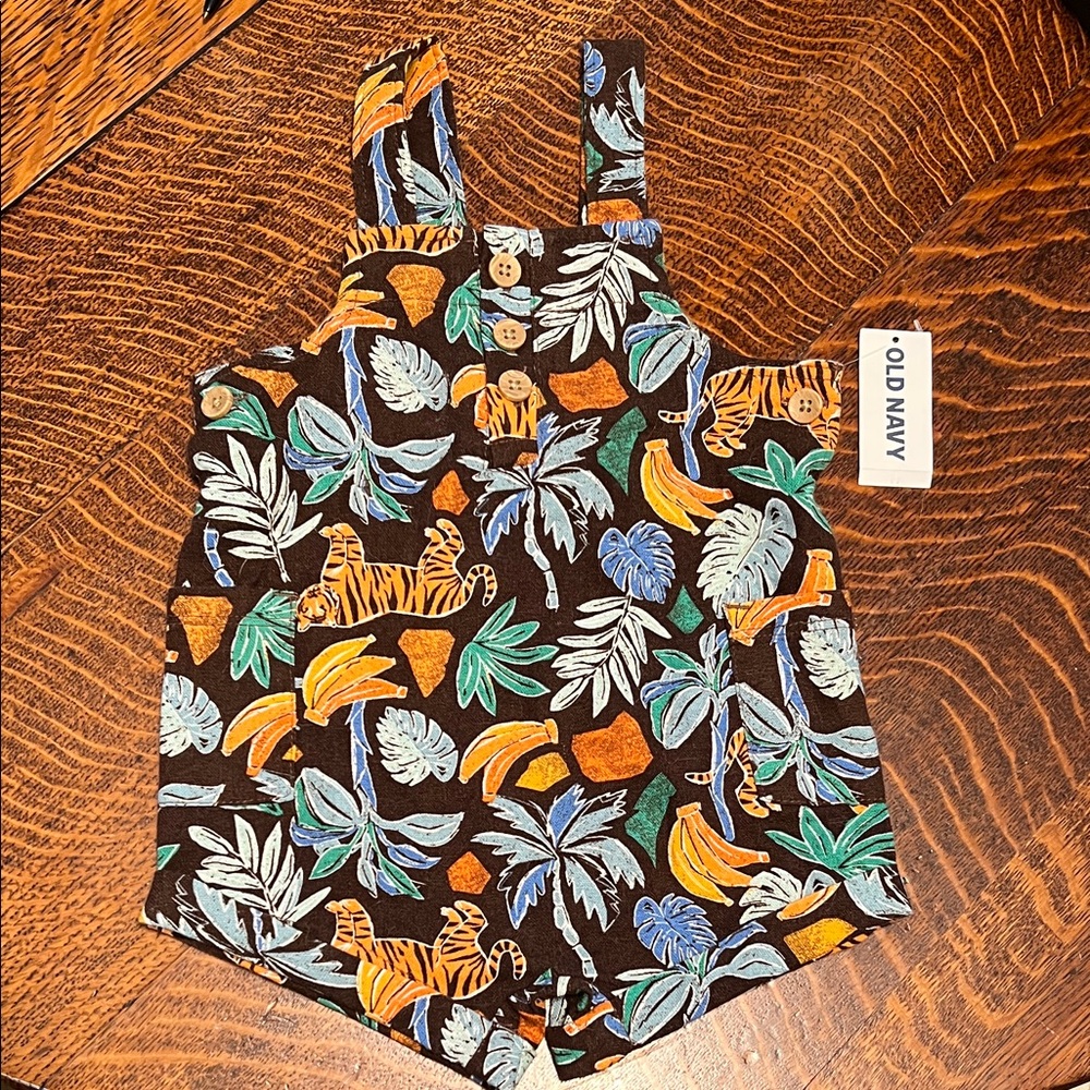 Old Navy Tropical Tiger Baby Overalls